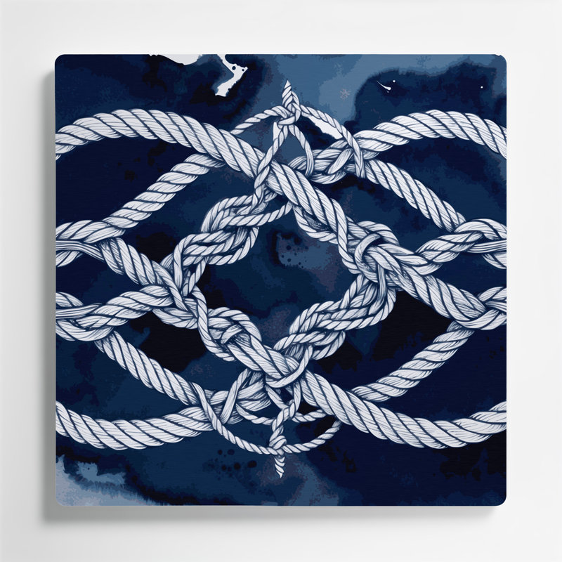 Art mural nautique bleu marine et blanc, H 32 po x l 32 po