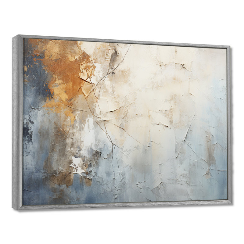 Spatule bleue et beige Path To The Ink - impressions sur toile abstraites, H 12 po x l 20 po x P 1 po, Encadrement argenté