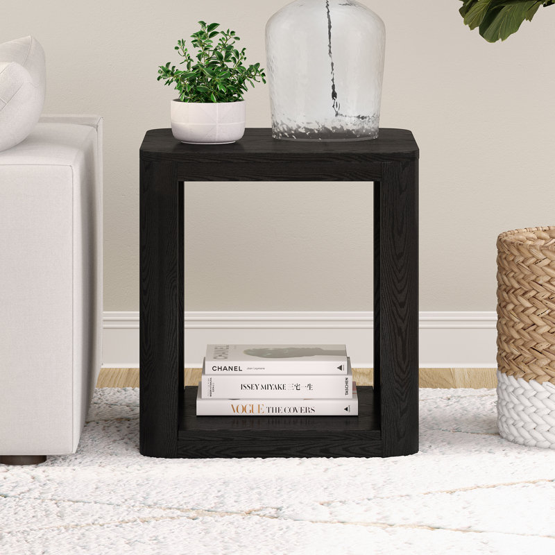 Notchietown 20" Wide Square Side Table, Black Grain