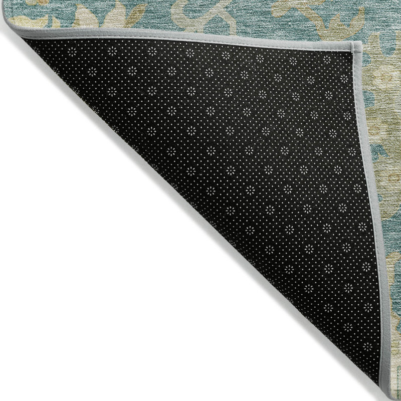 Louis Teal Washable Indoor-Outdoor Rug - , 9' x 12'