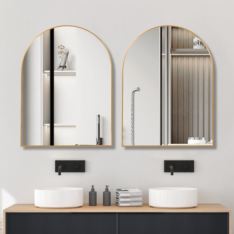 Miroir mural 30 po x 40 po pour salle de bain, Or