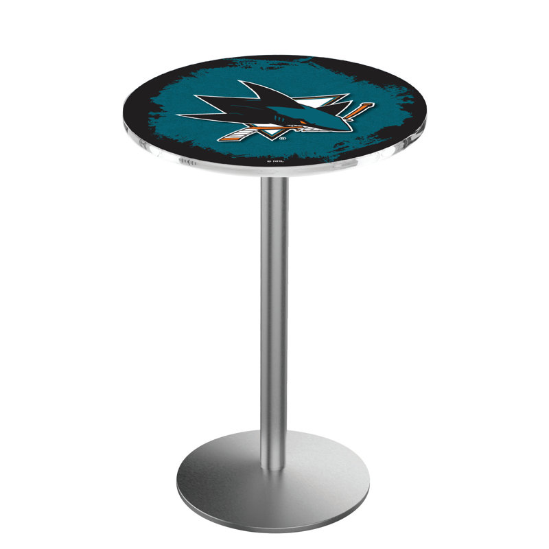 Table de salle à manger 30 po NHL, Acier inoxydable, San Jose Sharks