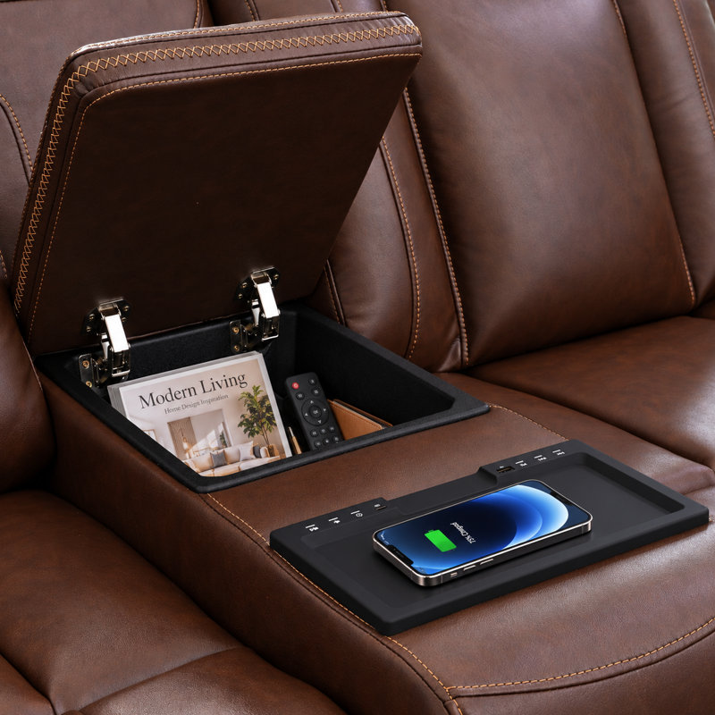 Ensemble de canapé de salon inclinable électrique en similicuir 2 pièces de qualité supérieure avec haut-parleur Bluetooth, station de recharge sans fil et lumière DEL bleue