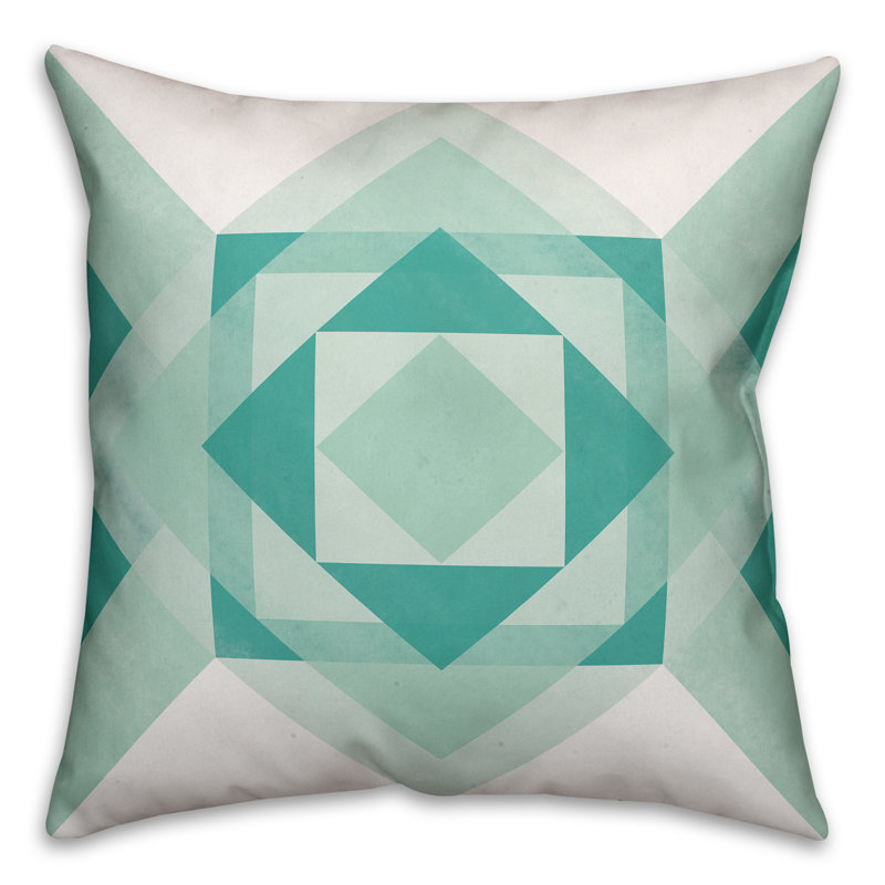  Turquoise Geometric Pillow, 16" x 16", Pillow Cover