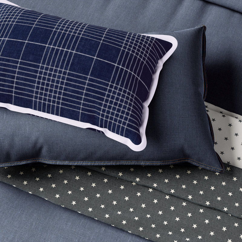 Hamptons Check Cushion 50x30CM Navy