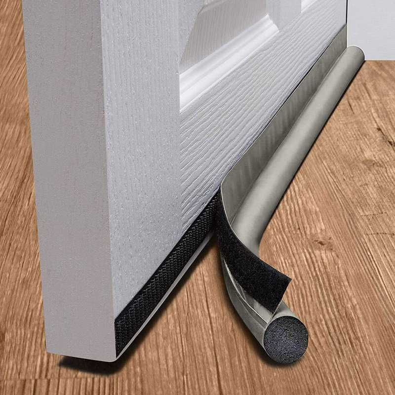 One Sided Door Draft Excluder | Self-Adhesive Tape Draught Insulator Strip Foam Seal | Under Door Draft Stopper 90Cm Long | Fits Door Bottom Up To 36”, Closes Gaps To 1.3” | Noise Reduction