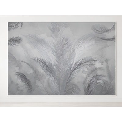 Murale jungle noire et blanche tropicale | Papier peint adhésif neutre sépia botanique | Décoration murale de salon amovible