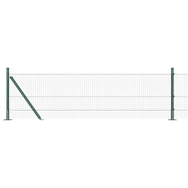 Vidaxl Fence With Posts Steel, Green, 60cm H x 5000cm W x 3.2cm D