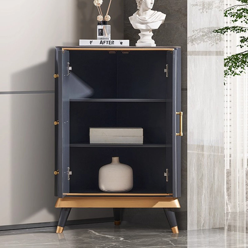 Dark Gray Solid + Manufactured Wood Corner cabinet, Dark Gray