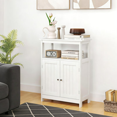 Freestanding Bathroom Cabinet With 2 Doors & Adjustable Shelf For Entryway Kitchen, 23.5" Wide