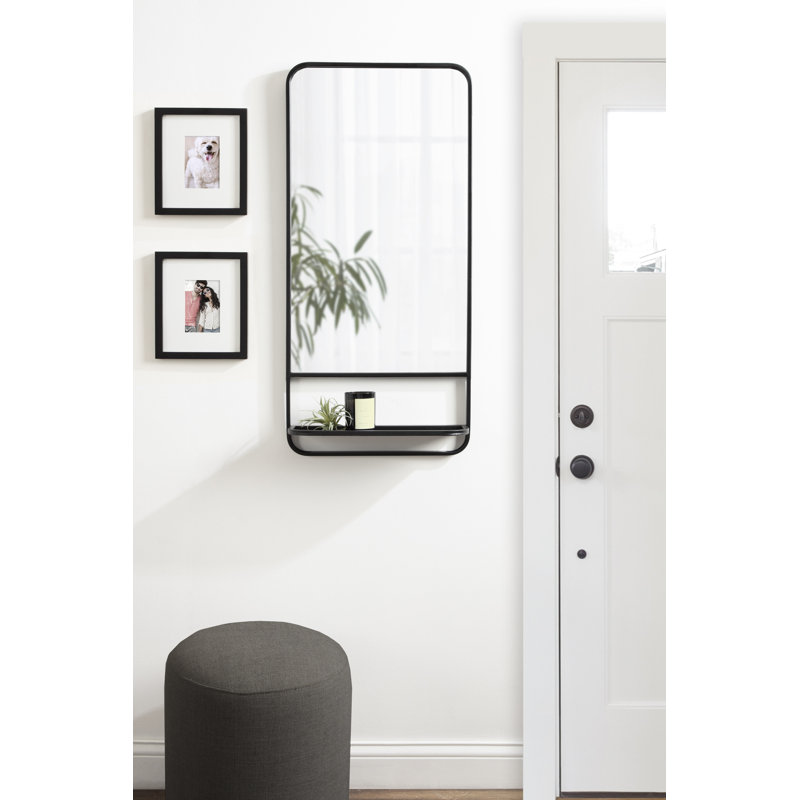 Miroir mural plat avec tablettes Bastian