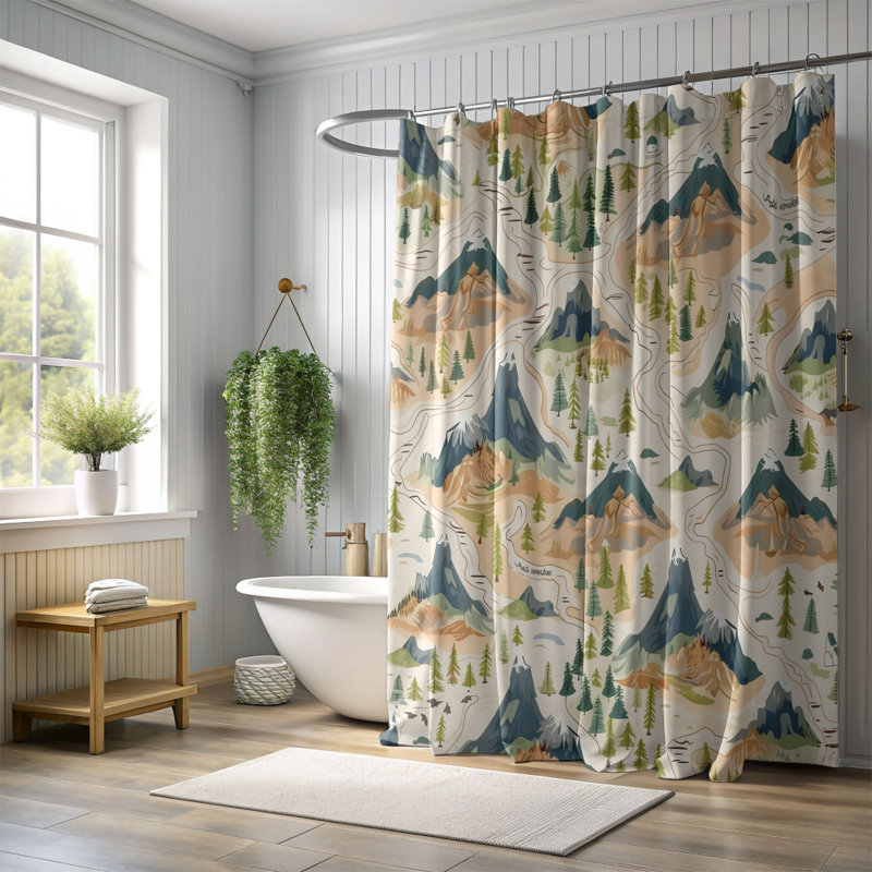 Enchanted Atlas - Rideau de douche Premium, H 74 po x l 71 po
