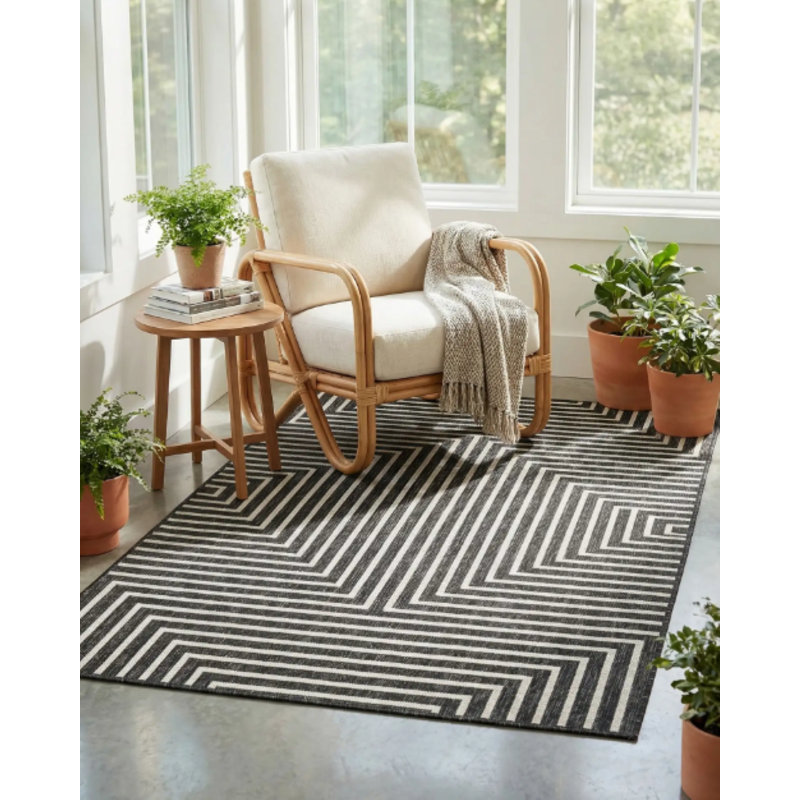 Tapis intérieur / extérieur d'extérieur moderne, Rectangle 4 pi 1 po x 6 pi 1 po