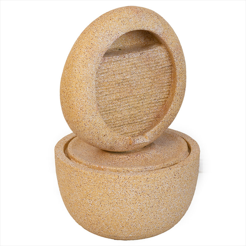 Contemporary Style Round Water Fountain With Light and Pump