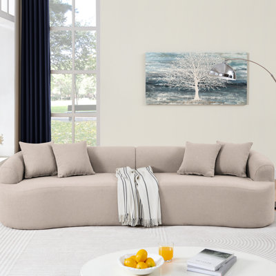 Modern Minimalist Brown Curved , Lamb's Wool, Compressed, No Assembly, High - Density Foam For A Relaxed Bedroom Comfort Experience
