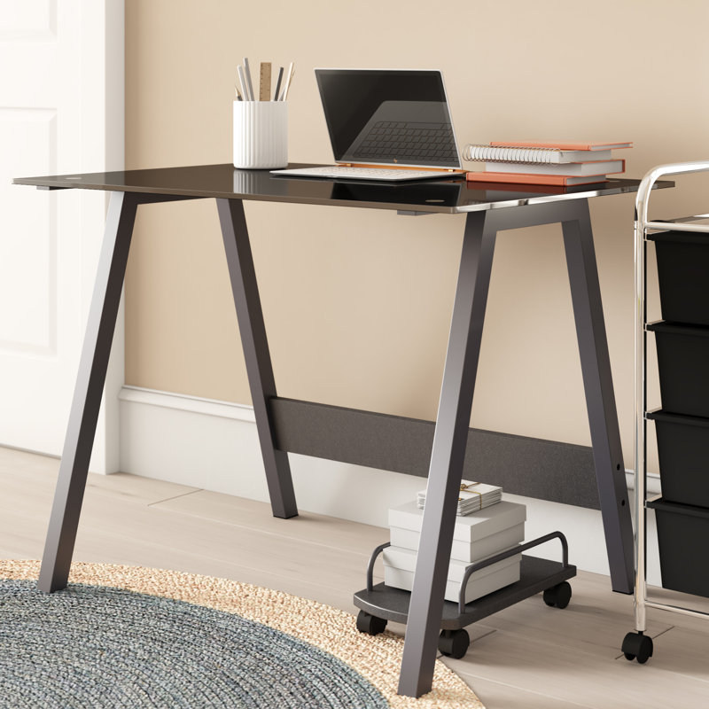 Craycroft Glass Top Metal Base Computer Desk