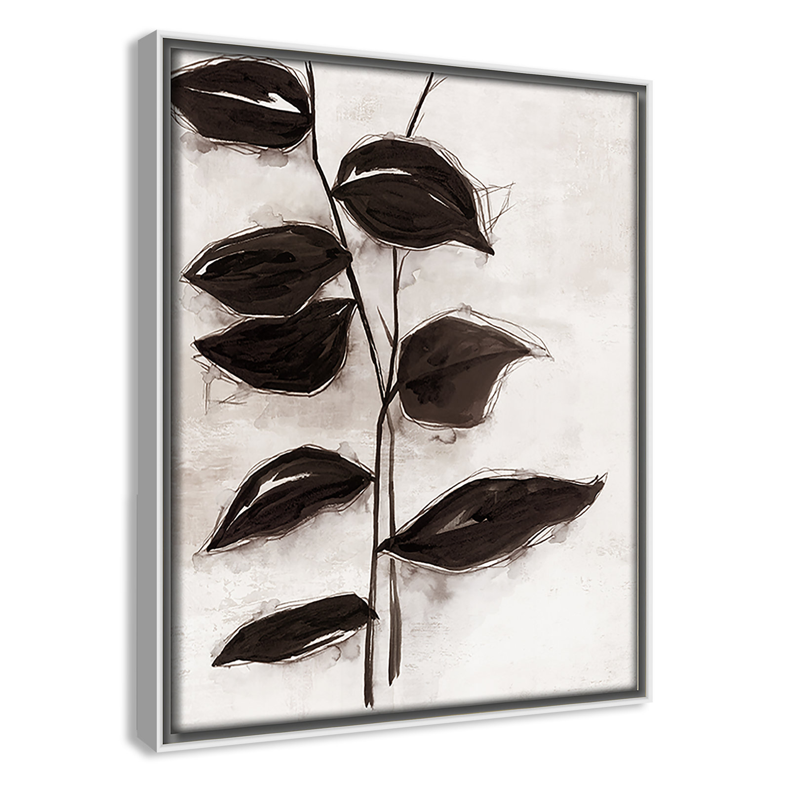 Leaves I by Eva Watts, 11.5" H x 9.5" W x 2" D, White Framed