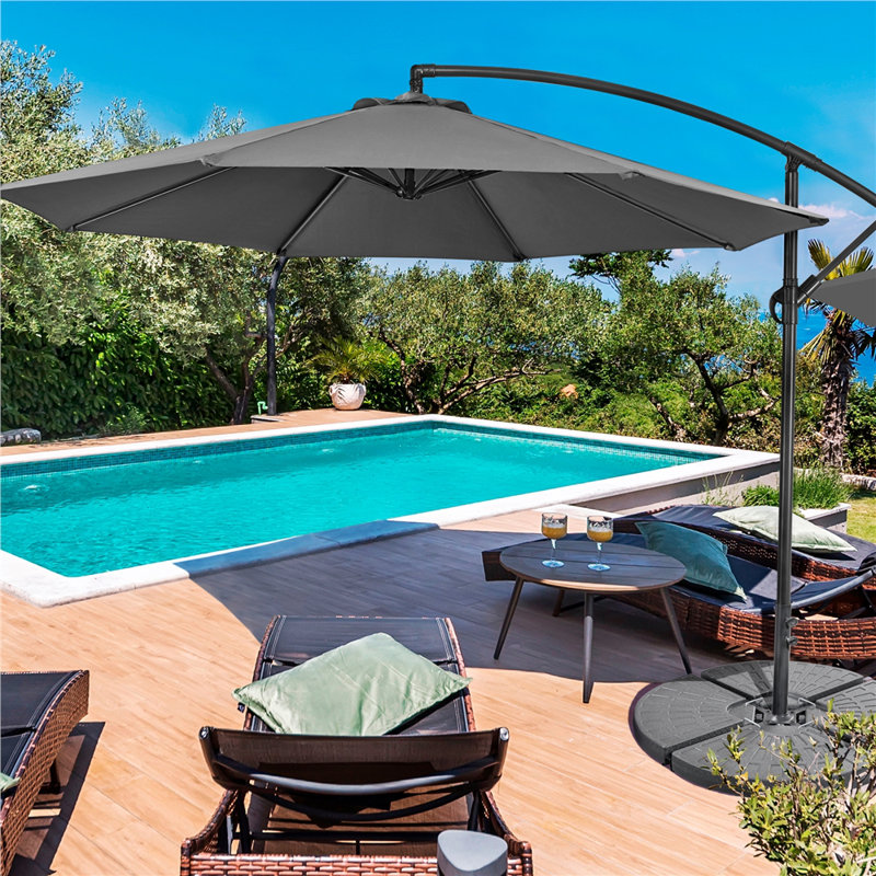 300cm D Patio Offset Umbrella, Grey