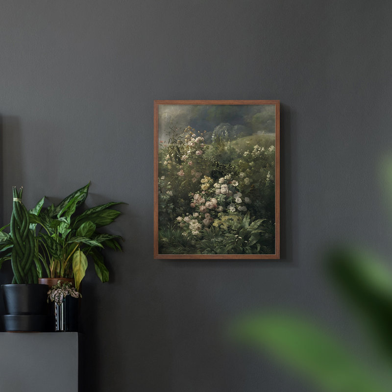 «Vintage Floral Print CECVI» sur papier, Noyer, H 14 po x l 11 po