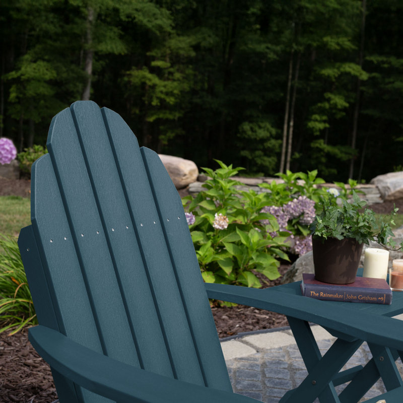 Hinz Outdoor Adirondack Chair With Ottoman, Nantucket Blue