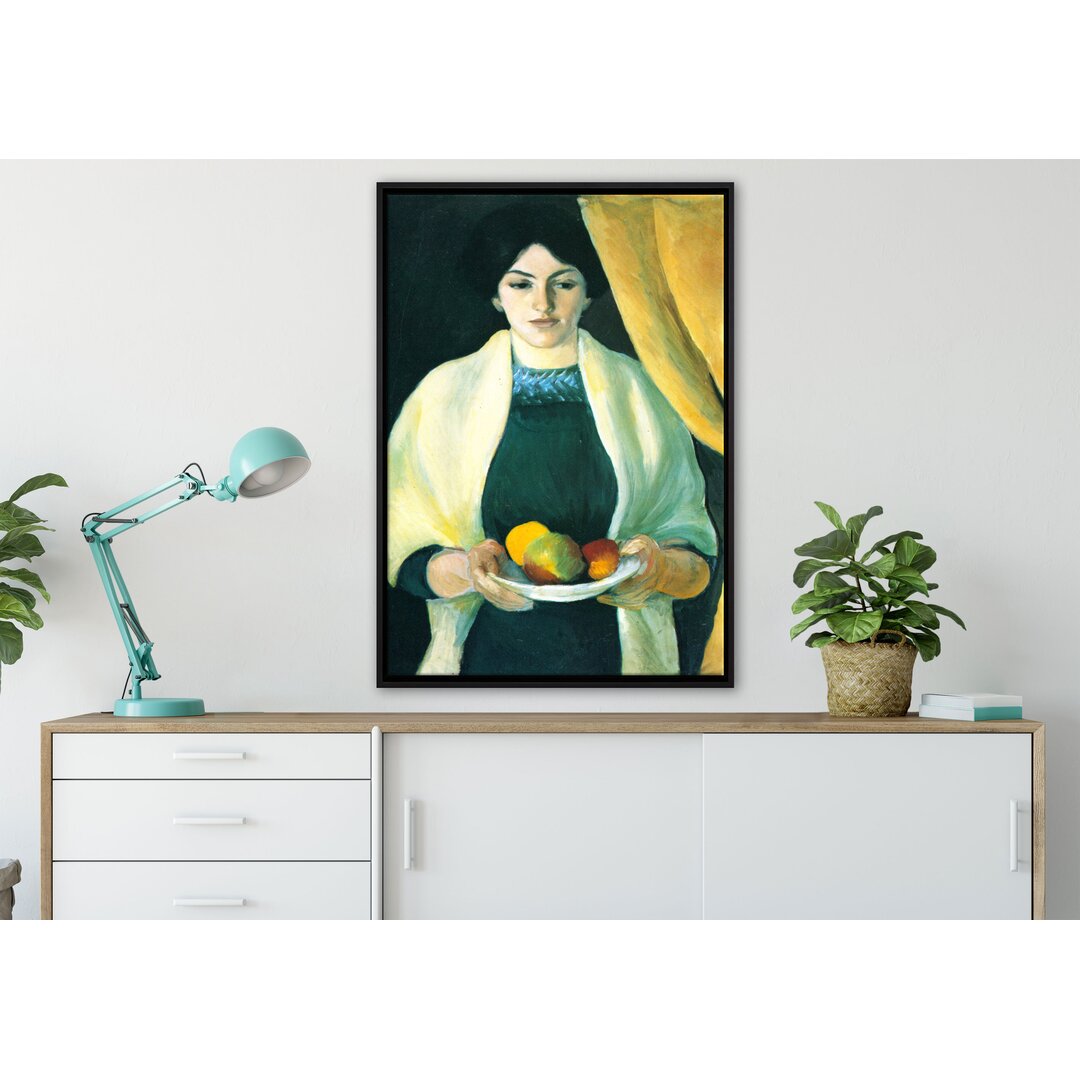 Gerahmtes Leinwandbild Artist's Wife with Apples von August Macke