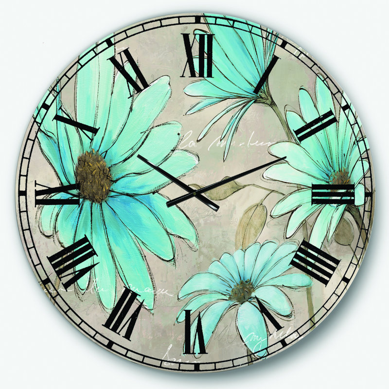 Très grande horloge murale indigo en métal peint à la main Leucanthemum, Grand