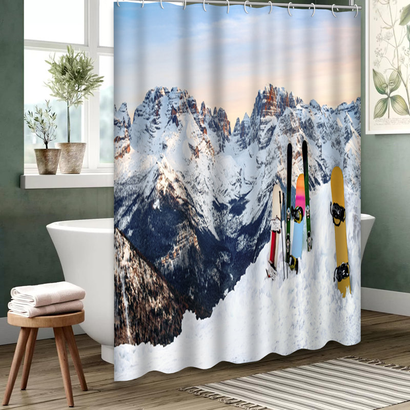 Rideau de douche avec 12 crochets Mountain, L 72 po x l 78 po