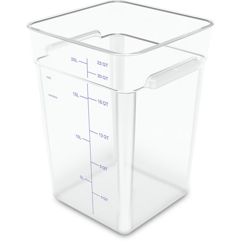 Carlisle Food Service Products 5.5 Gallons Square Food Storage Container, White Clear