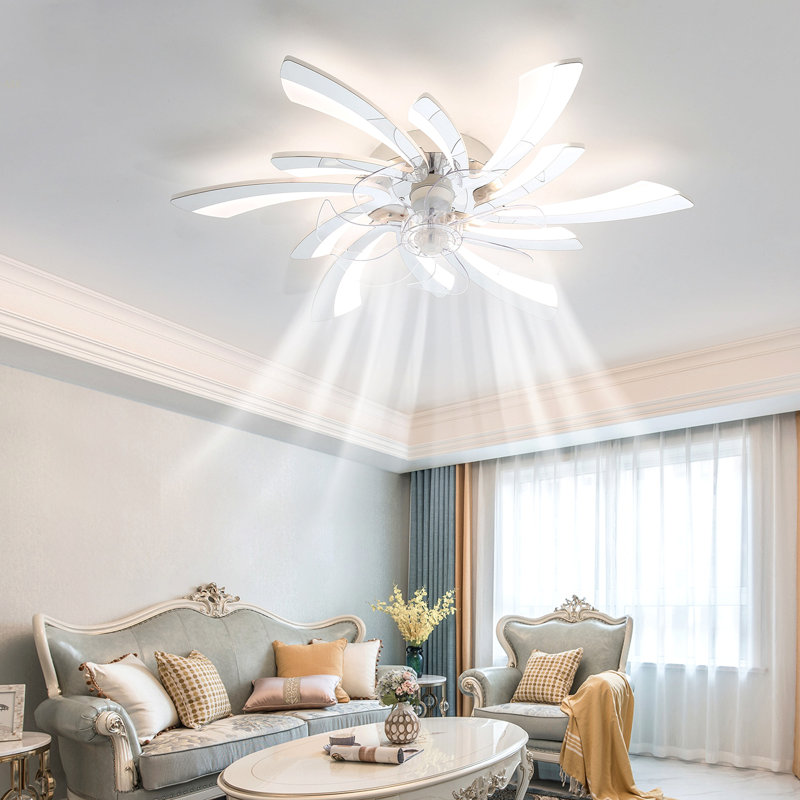 Modern Ceiling Fan With Lights Remote Control, 3 Light Color 6 Speeds,Gold Color Ceiling Fan Lamp For Kitchen Bedroom, Chrome
