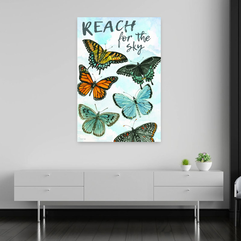 «Reach For The Sky», art contemporain printanier en forme de papillon, H 60 po x l 40 po