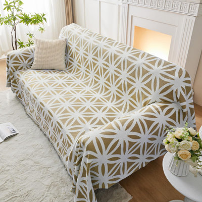 Housse de canapé pour canapé modulaire à 3 coussins Housse de canapé en forme de L avec protecteur de canapé à pompon Housse de canapé en chenille réversible et lavable pour animal de compagnie (1-kaki, (X Large71 * 134))