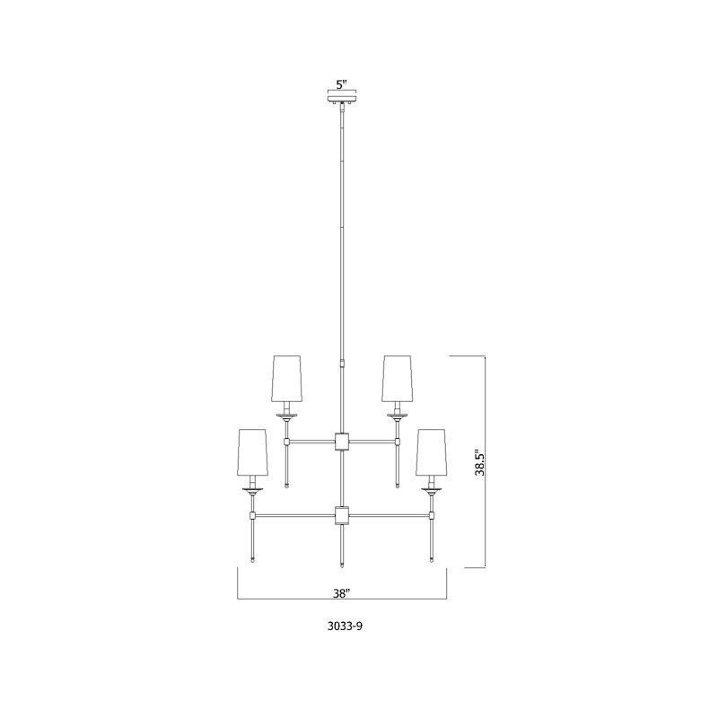 Polished Nickel 9-Light Chandelier with Off-White Shades