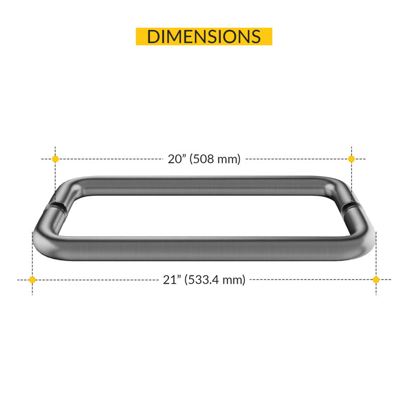 Porte-serviettes de douche tubulaire standard de 20 à 20 pouces Brixwell TB-20BTB-SC, Satin / chrome
