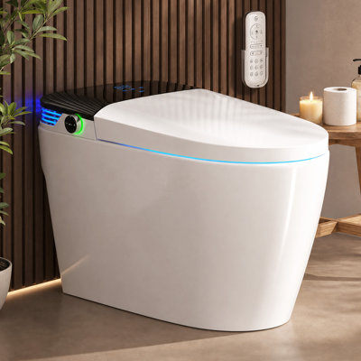 BCANHOME Smart Toilet with Tankless Bidet Wash, Auto Open Lid, 1.28 Gallons Auto Dual Flush, Heat Seat, Warm Wash/Dryer, Soft Closing, Remote Control