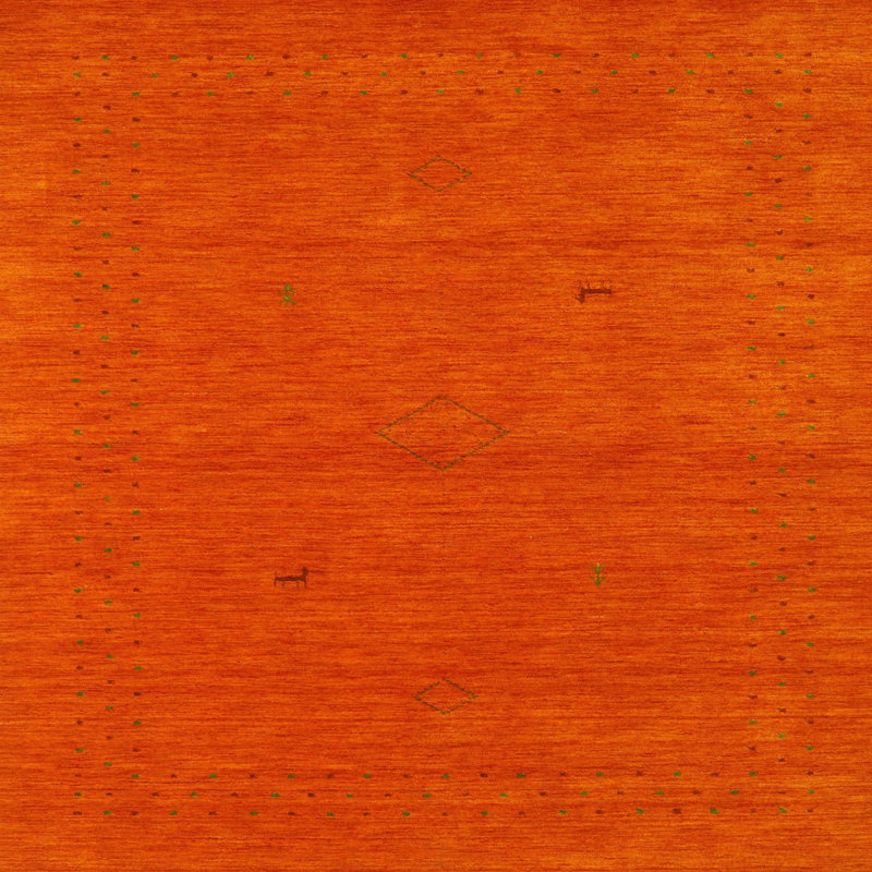 Tapis de zone orange contemporaine, Carré 3 pi
