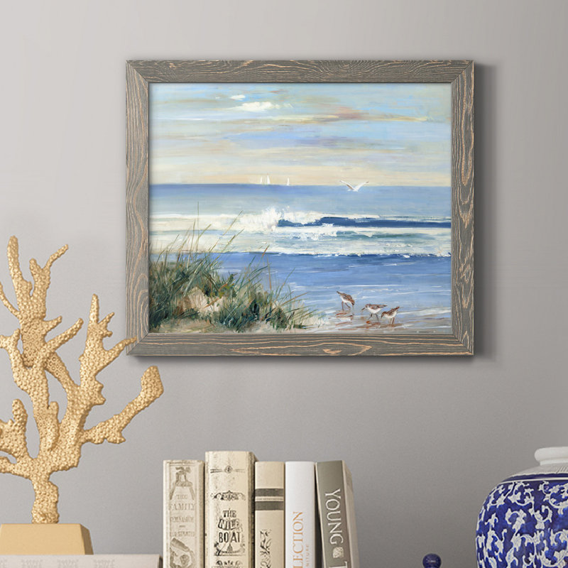 " Beach Combers " Painting Print, 24" H x 18" W x 1.5" D, Gray