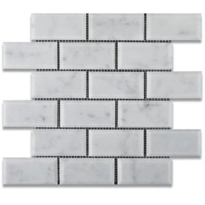 2" x 4" Marble Brick Joint Mosaic Wall & Floor Tile