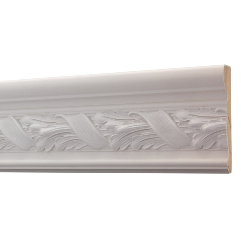 8-Foot White Primed Hardwood Decorative Chair Rail Moulding
