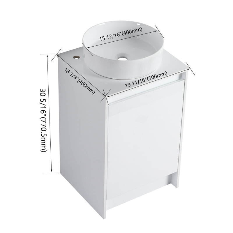 Meuble-lavabo autoportant cube 20 "(RTA), 20", White