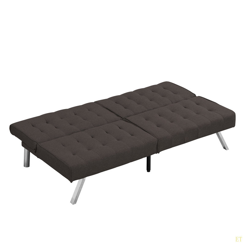 Structure en bois, pieds en acier inoxydable, futon, canapé, Espresso