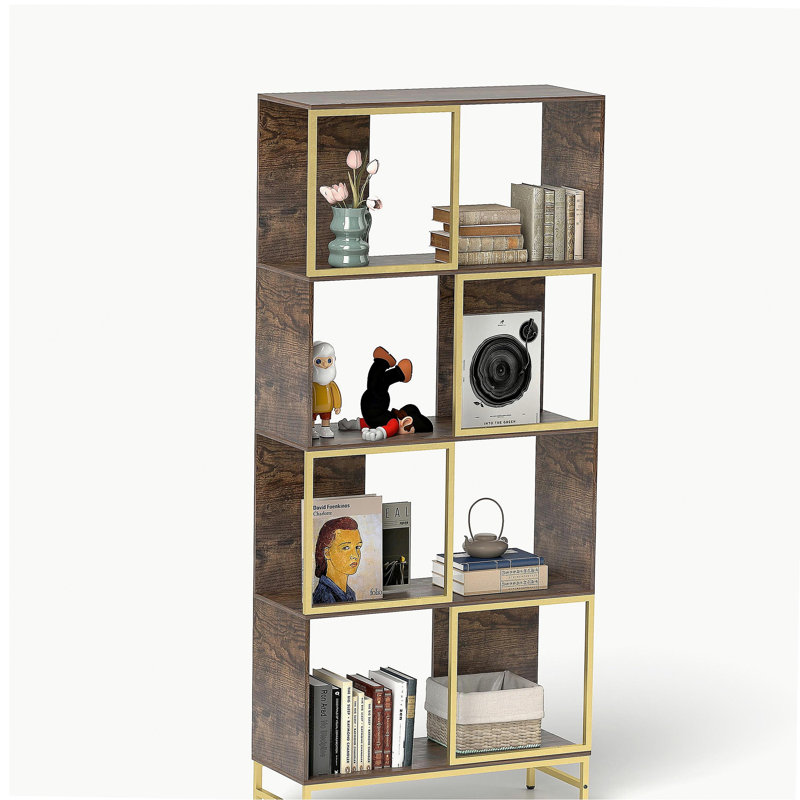 4-Tier Bookcase, Brown/Gold
