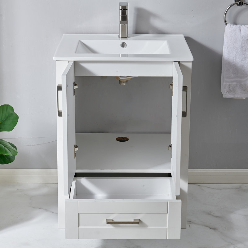 24'' White Modern Free-Standing Single Bathroom Vanity Set