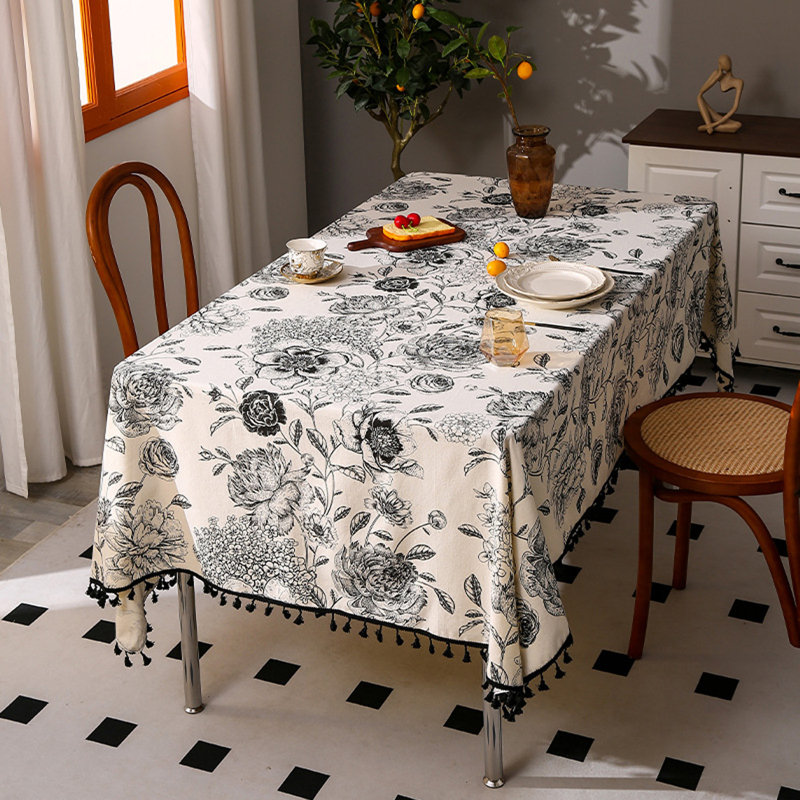 Nappe imprimée à franges résistante à l'huile, 83" L