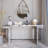 Full-Length Mirror Console Table With Fluted Tempered Glass, Entryway Mirrored Sofa Table