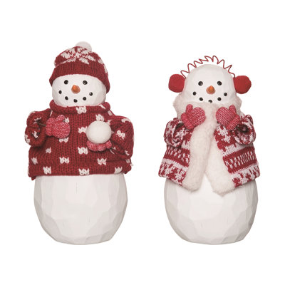  Ensemble de 2 petites décorations de Noël bonhomme de neige en résine