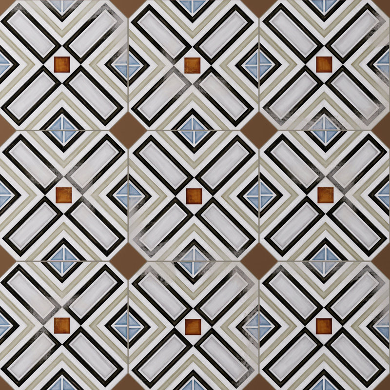 Décalcomanie octogonale vaudoise vaudoise avec tacos 7-7 / 8 po X 7-7 / 8 po Carreau de porcelaine pour plancher et mur