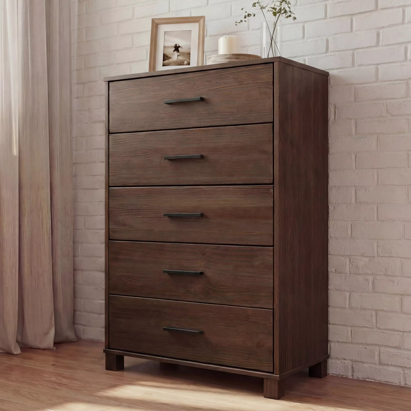 Commode 5 tiroirs l 31,75 po Loft, Moka brossé