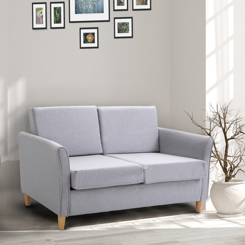 Leela 2 Seater Linen Loveseat, Grey