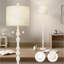 Lampe sur pied 65,5 po avec abat-jour en lin, interrupteur à chaîne à double douille, lampe sur pied en bois véritable pour le salon, la chambre et la décoration intérieure (ampoules incluses)