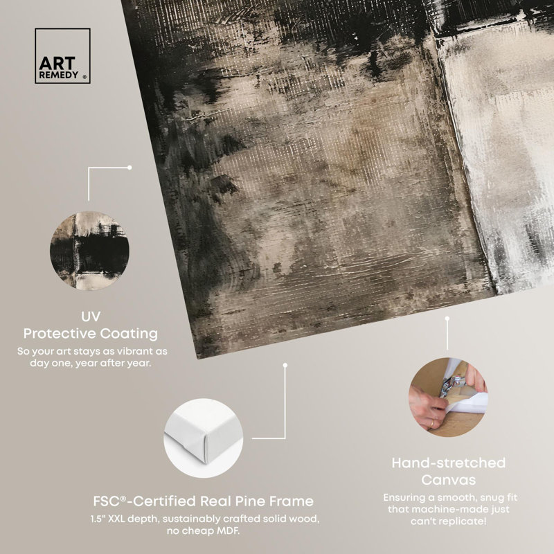 Muddy Veil Neutral Abstract Wrapped Canvas Art, 20" x 20"